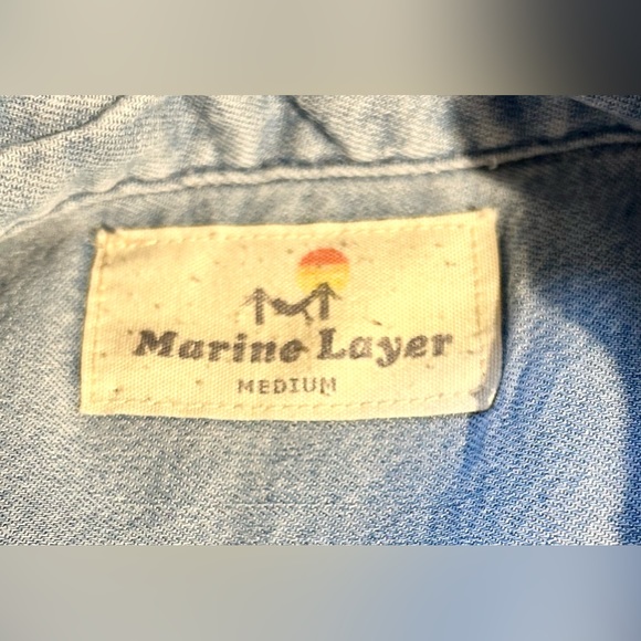 MARINE LAYER Daisy Chambray 1/4 Button Front Cuffed Sleeve Tunic/Dress Sz M - Picture 11 of 14